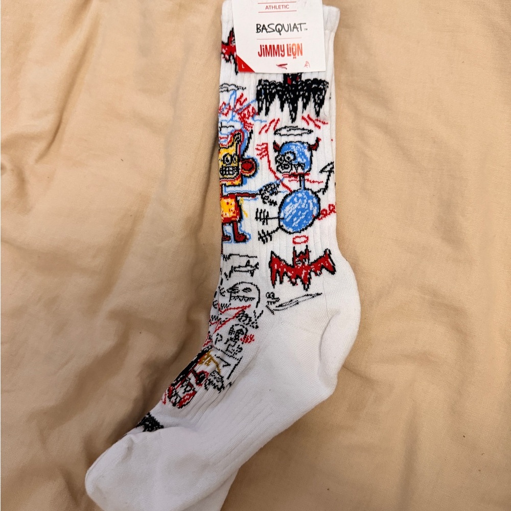 Basquiat Graphic White Athletic Socks